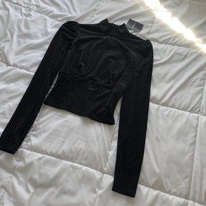 Velvet Mock-neck Long-sleeve